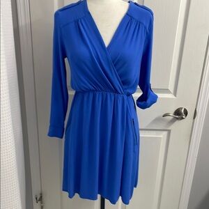 Maeve Anthropologie Blue Long Sleeve Wrap Dress